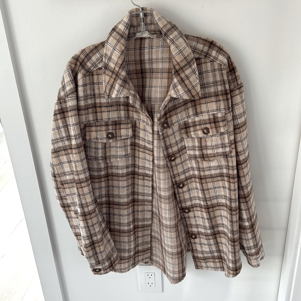 L.A. Hearts oversized flannel shirt jacket